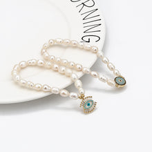Load image into Gallery viewer, 2022 Charm Evil Eye Bracelet For Woman Natural Freshwater Pearl Beads Turkish Zircon Blue Eyes Women Bracelet Jewelry Set