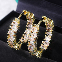 Load image into Gallery viewer, Hot Selling Gold Plated Iced Out Diamond Earrings Luxury Silver Plated Copper Zircon Hoop Earring For Women