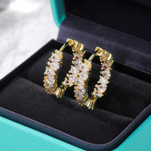 Load image into Gallery viewer, Hot Selling Gold Plated Iced Out Diamond Earrings Luxury Silver Plated Copper Zircon Hoop Earring For Women