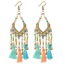 Load image into Gallery viewer, Cross-border new hotselling Bohemian Wholesale handmade long tassel bead earrings