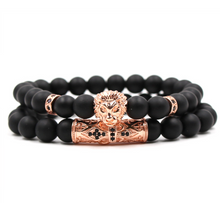 Load image into Gallery viewer, Classic Black Beads 2pc/Set Natural Glass Stone Bracelet Men Pave CZ 8mm Disco Ball Charms Bracelets Women Gold Jewelry