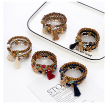 Load image into Gallery viewer, Bohemian style multi-layer wood bead beaded bracele wholesale jewelry