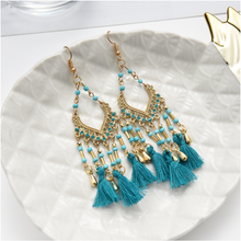 Load image into Gallery viewer, Cross-border new hotselling Bohemian Wholesale handmade long tassel bead earrings