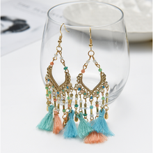 Load image into Gallery viewer, Cross-border new hotselling Bohemian Wholesale handmade long tassel bead earrings