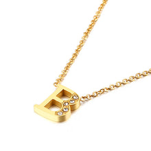 Load image into Gallery viewer, Charm Shiny Cubic Zircon Stainless Steel Initial Word 26 Letter A to Z CZ Alphabet Pendant Chain Necklace For Women Wholesale