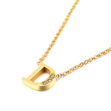 Load image into Gallery viewer, Charm Shiny Cubic Zircon Stainless Steel Initial Word 26 Letter A to Z CZ Alphabet Pendant Chain Necklace For Women Wholesale
