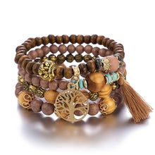 Load image into Gallery viewer, Bohemian style multi-layer wood bead beaded bracele wholesale jewelry