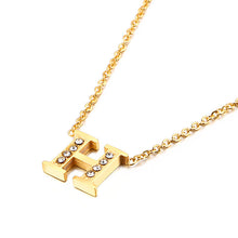 Load image into Gallery viewer, Charm Shiny Cubic Zircon Stainless Steel Initial Word 26 Letter A to Z CZ Alphabet Pendant Chain Necklace For Women Wholesale