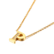 Load image into Gallery viewer, Charm Shiny Cubic Zircon Stainless Steel Initial Word 26 Letter A to Z CZ Alphabet Pendant Chain Necklace For Women Wholesale