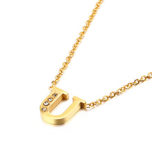 Load image into Gallery viewer, Charm Shiny Cubic Zircon Stainless Steel Initial Word 26 Letter A to Z CZ Alphabet Pendant Chain Necklace For Women Wholesale