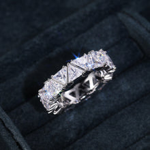 Load image into Gallery viewer, Hot Selling Jewelry Full Circle Full Circle Single Row Triangle Zircon Ring For Women Blingbling Female Gift Ring

