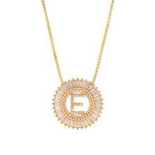 Load image into Gallery viewer, Fashion Handmade Bling 26 Alphabets Copper Zircon Gold Plated Coin Shape Hollow Letter Initial Necklace For Women
