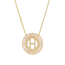 Load image into Gallery viewer, Fashion Handmade Bling 26 Alphabets Copper Zircon Gold Plated Coin Shape Hollow Letter Initial Necklace For Women
