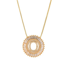 Load image into Gallery viewer, Fashion Handmade Bling 26 Alphabets Copper Zircon Gold Plated Coin Shape Hollow Letter Initial Necklace For Women
