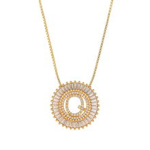 Load image into Gallery viewer, Fashion Handmade Bling 26 Alphabets Copper Zircon Gold Plated Coin Shape Hollow Letter Initial Necklace For Women
