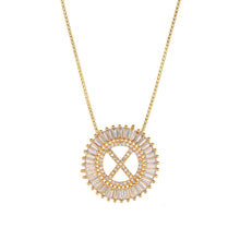 Load image into Gallery viewer, Fashion Handmade Bling 26 Alphabets Copper Zircon Gold Plated Coin Shape Hollow Letter Initial Necklace For Women
