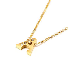 Load image into Gallery viewer, Charm Shiny Cubic Zircon Stainless Steel Initial Word 26 Letter A to Z CZ Alphabet Pendant Chain Necklace For Women Wholesale
