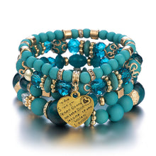 Load image into Gallery viewer, 2022 Fashion Jewelry Multi Layer Bead Beaded Boho Woman Stack Personalized Heart Charm Set high Quality Bracelet Set
