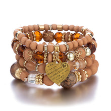 Load image into Gallery viewer, 2022 Fashion Jewelry Multi Layer Bead Beaded Boho Woman Stack Personalized Heart Charm Set high Quality Bracelet Set
