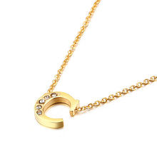 Load image into Gallery viewer, Charm Shiny Cubic Zircon Stainless Steel Initial Word 26 Letter A to Z CZ Alphabet Pendant Chain Necklace For Women Wholesale
