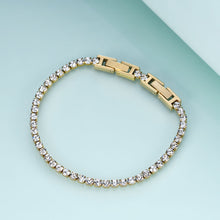 Load image into Gallery viewer, 2022 Luxury Adjustable Titanium Double Buckle Zircon Tennis Bracelets For Women Stainless Steel Silver Tennis Chain Bracelet
