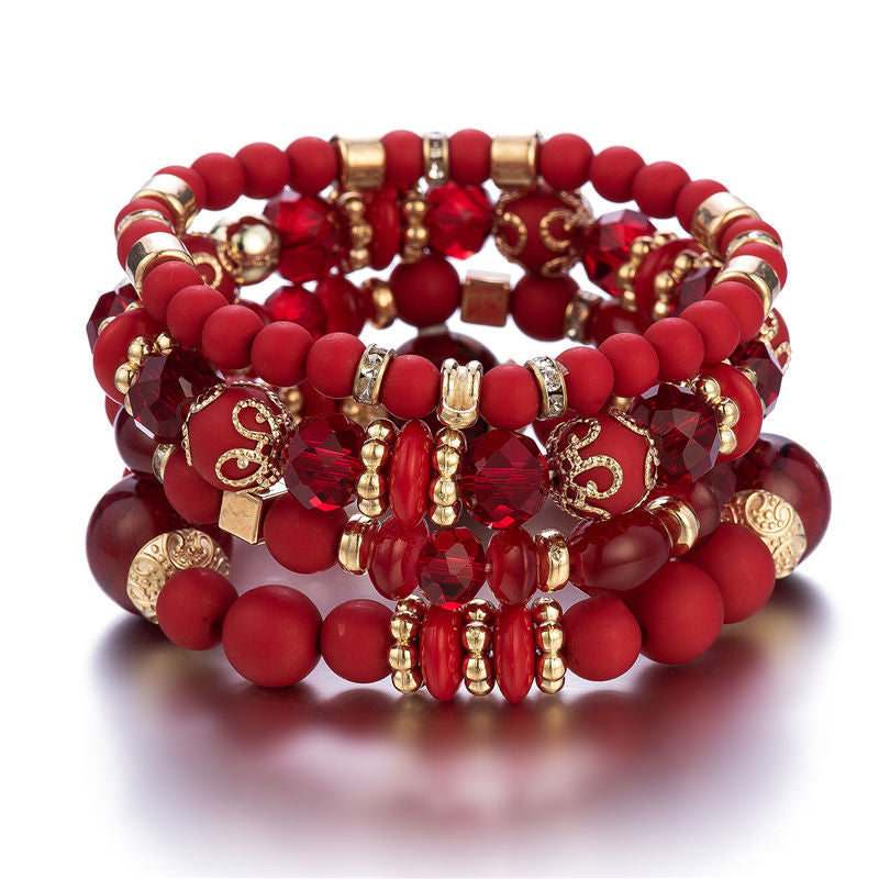 2022 Fashion Jewelry Multi Layer Bead Beaded Boho Woman Stack Personalized Heart Charm Set high Quality Bracelet Set
