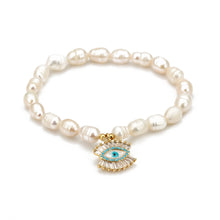 Load image into Gallery viewer, 2022 Charm Evil Eye Bracelet For Woman Natural Freshwater Pearl Beads Turkish Zircon Blue Eyes Women Bracelet Jewelry Set
