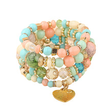 Load image into Gallery viewer, 2022 Fashion Jewelry Multi Layer Bead Beaded Boho Woman Stack Personalized Heart Charm Set high Quality Bracelet Set
