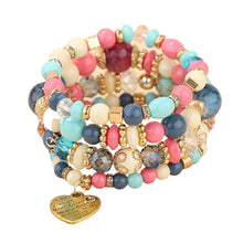 Load image into Gallery viewer, 2022 Fashion Jewelry Multi Layer Bead Beaded Boho Woman Stack Personalized Heart Charm Set high Quality Bracelet Set
