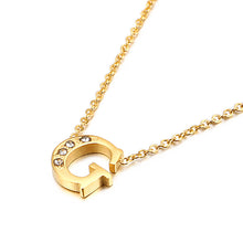 Load image into Gallery viewer, Charm Shiny Cubic Zircon Stainless Steel Initial Word 26 Letter A to Z CZ Alphabet Pendant Chain Necklace For Women Wholesale
