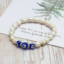 Load image into Gallery viewer, 2022 Charm Evil Eye Bracelet For Woman Natural Freshwater Pearl Beads Turkish Zircon Blue Eyes Women Bracelet Jewelry Set
