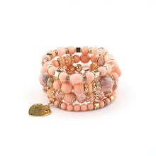 Load image into Gallery viewer, 2022 Fashion Jewelry Multi Layer Bead Beaded Boho Woman Stack Personalized Heart Charm Set high Quality Bracelet Set
