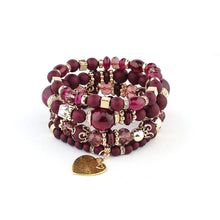 Load image into Gallery viewer, 2022 Fashion Jewelry Multi Layer Bead Beaded Boho Woman Stack Personalized Heart Charm Set high Quality Bracelet Set
