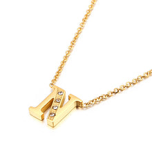 Load image into Gallery viewer, Charm Shiny Cubic Zircon Stainless Steel Initial Word 26 Letter A to Z CZ Alphabet Pendant Chain Necklace For Women Wholesale
