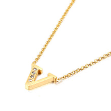 Load image into Gallery viewer, Charm Shiny Cubic Zircon Stainless Steel Initial Word 26 Letter A to Z CZ Alphabet Pendant Chain Necklace For Women Wholesale
