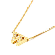 Load image into Gallery viewer, Charm Shiny Cubic Zircon Stainless Steel Initial Word 26 Letter A to Z CZ Alphabet Pendant Chain Necklace For Women Wholesale
