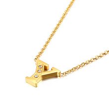 Load image into Gallery viewer, Charm Shiny Cubic Zircon Stainless Steel Initial Word 26 Letter A to Z CZ Alphabet Pendant Chain Necklace For Women Wholesale
